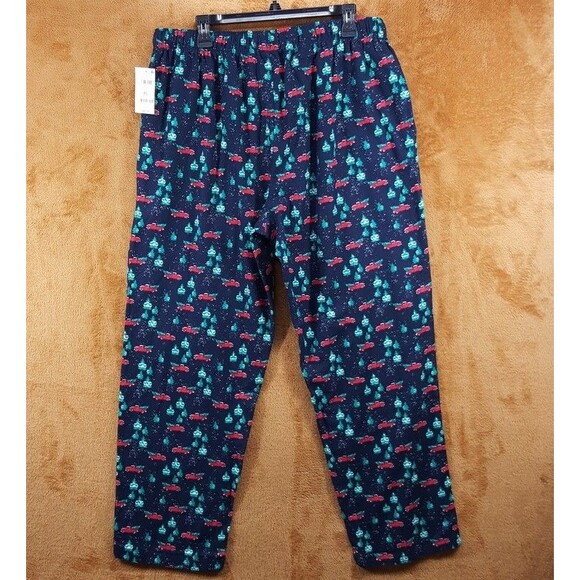 CLUB ROOM Pajama Pants Mens XL Navy Flannel Christmas Tree Truck Cozy Comfort PJ - Picture 7 of 12